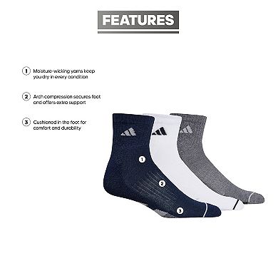 Men's adidas Cushioned II Climalite 3-pack Quarter Socks