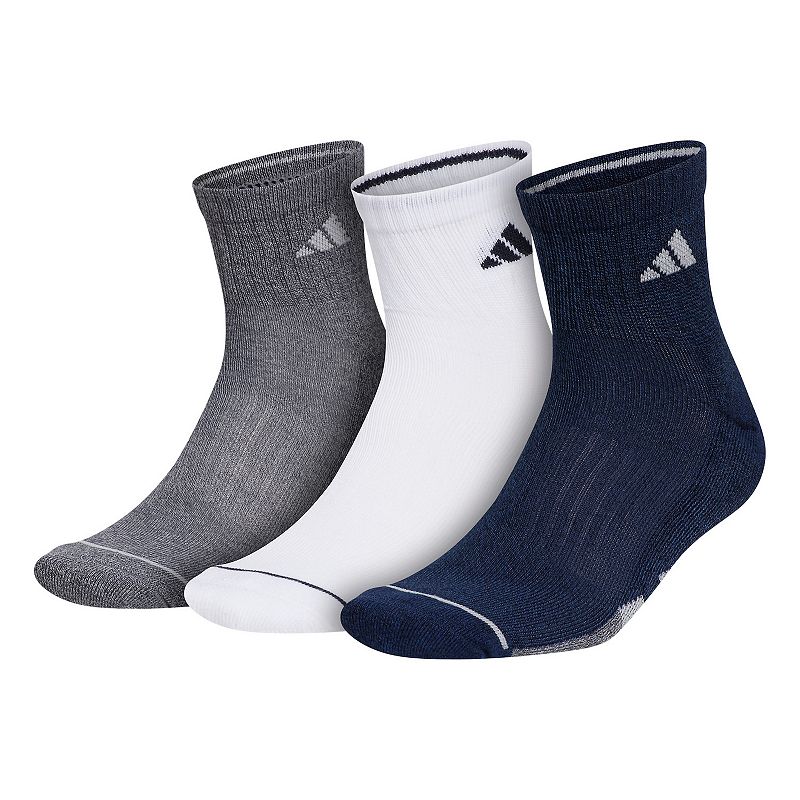 Mens adidas Cushioned II Climalite 3-pack Quarter Socks, Size: 6-12, Blue