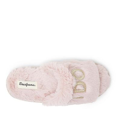 Dearfoams Bridal "I Do Crew" Women's Faux-Fur Slide Slippers