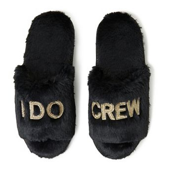 Dearfoams Bridal "I Do Crew" Women's Faux-Fur Slide Slippers