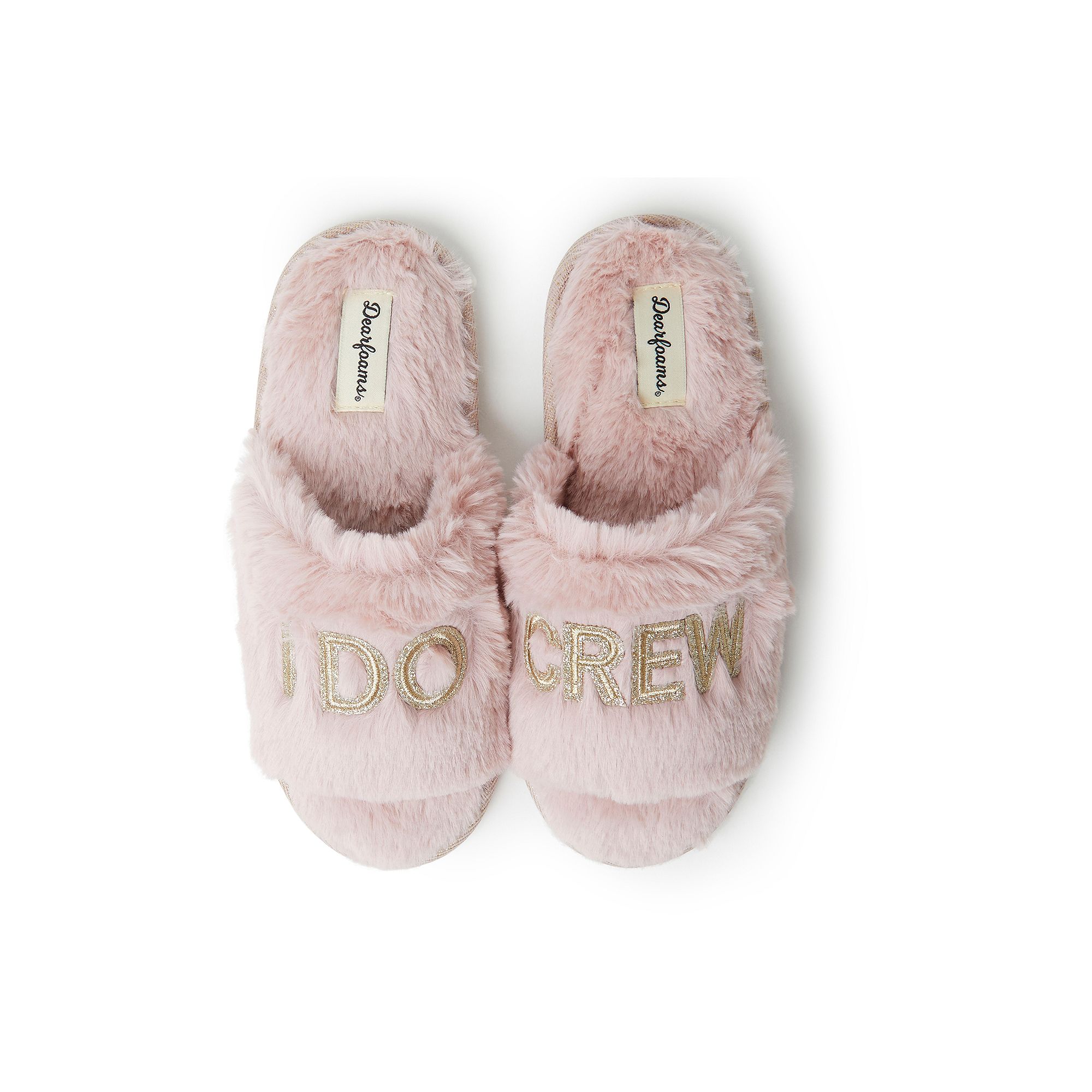 Dearfoams Bridal I Do Crew Womens Faux-Fur Slide Slippers, Size: Smal