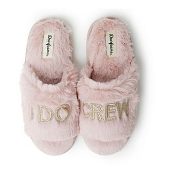 Dearfoams Bridal "I Do Crew" Women's Faux-Fur Slide Slippers