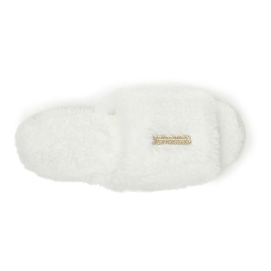 Dearfoams "I Do" Faux-Fur Bridal Women's Slide Slippers