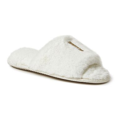 Dearfoams "I Do" Faux-Fur Bridal Women's Slide Slippers