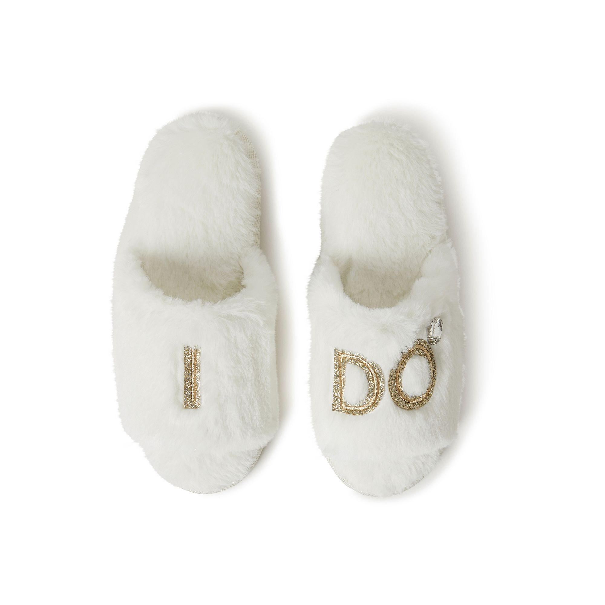 Dearfoams I Do Faux-Fur Bridal Womens Slide Slippers, Size: Small, I 