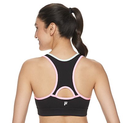 FILA SPORT Pieced Zip Front Medium Impact Sports Bra