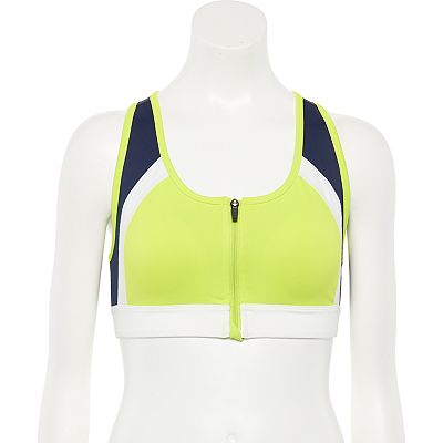 FILA SPORT Pieced Zip Front Medium Impact Sports Bra