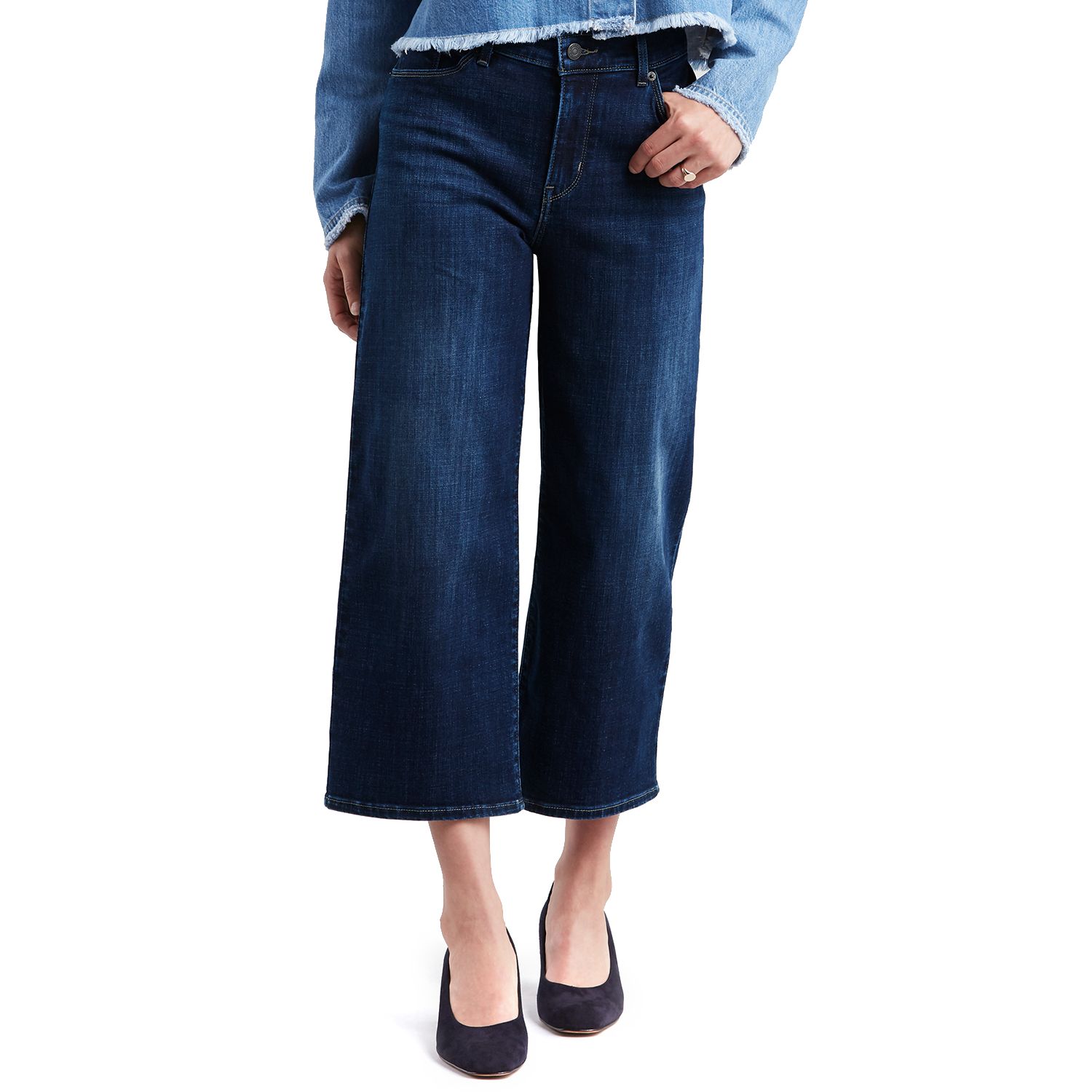 mid rise wide leg cropped jeans