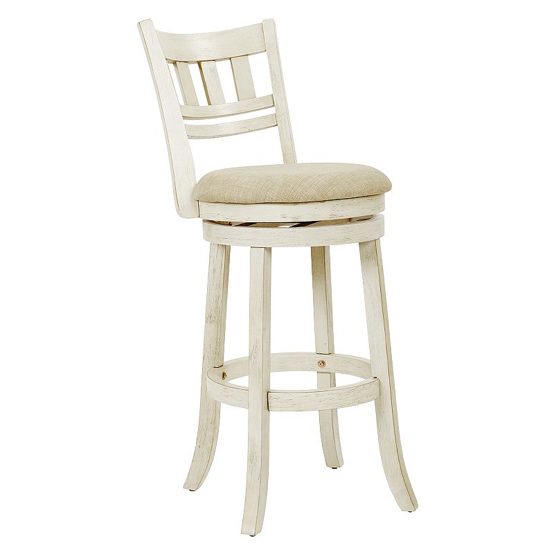 Office Star Products Swivel Stool with Slatted Back, White