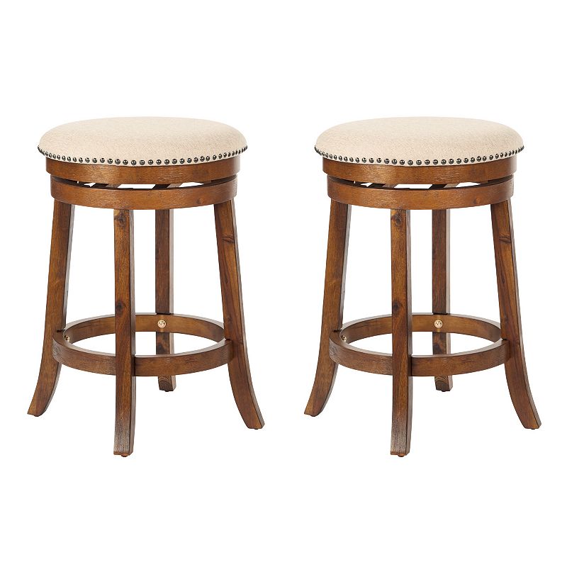 Office Star Products 2-Pack Backless Swivel Stool, Brown