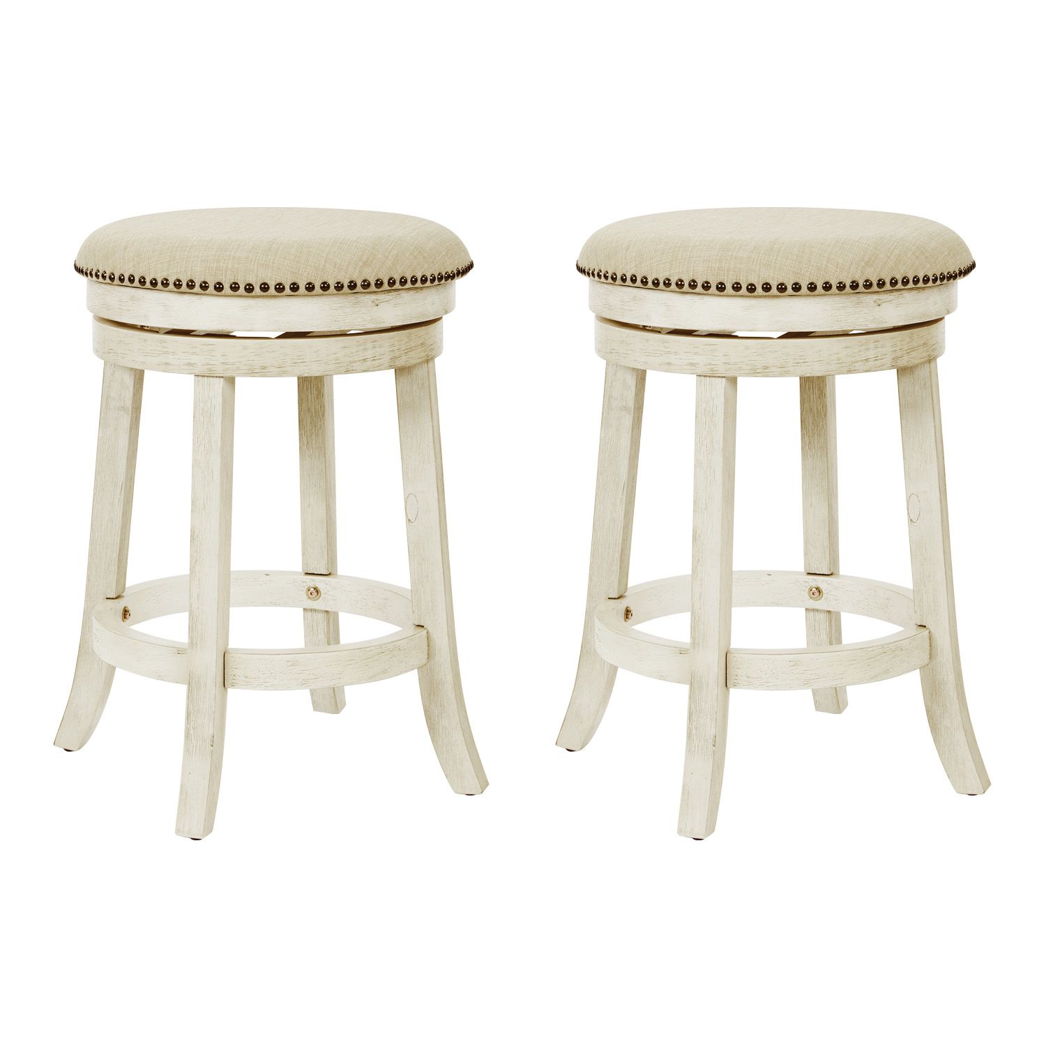 Office Star Products 2 Pack Backless Swivel Stool   3656810 White