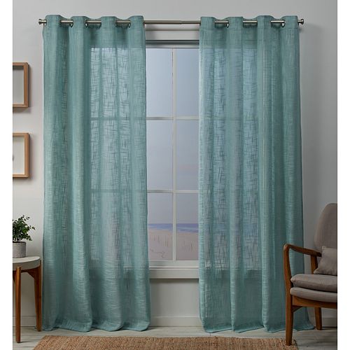 Exclusive Home 2 Pack Sena Two Way Slub Yarn Sheer Window Curtains