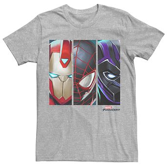 Men's Marvel Puzzle Quest Iron Man, Spider-Man & Black Panther Graphic Tee