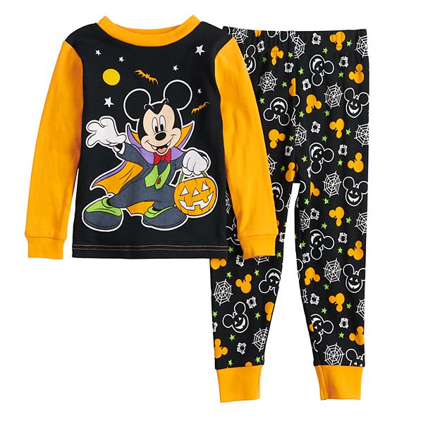 Disney's Mickey Mouse Toddler Boy Glow-in-the-Dark Halloween Top & Bottoms  Pajama Set