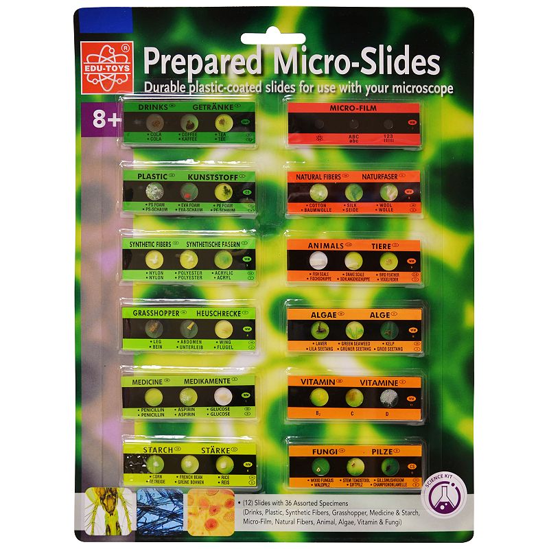 Edu Toys Prepared Microscope Micro-Slides - 12 Slides w/36 Assorted Specime