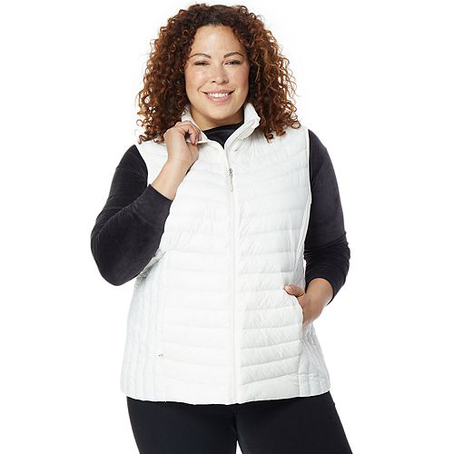 plus size down vest with hood