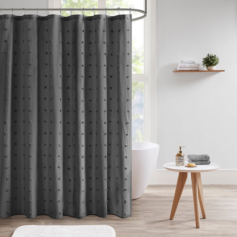 Urban Habitat Brooklyn Jacquard Pom Pom Shower Curtain, 70" W x 72" L Bedding