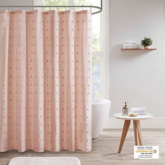 Madison Park Maize Jacquard Pom Pom Shower Curtain