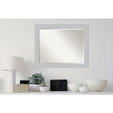 Amanti Art Shiplap White Wood Medium Wall Mirror
