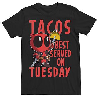 Men's Marvel Comics Deadpool Tacos Served Tuesday Tee