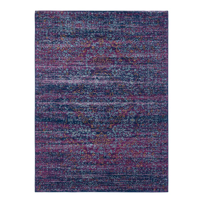 Decor 140 Astra Distressed Medallion Rug, Blue, 2.5X7 Ft