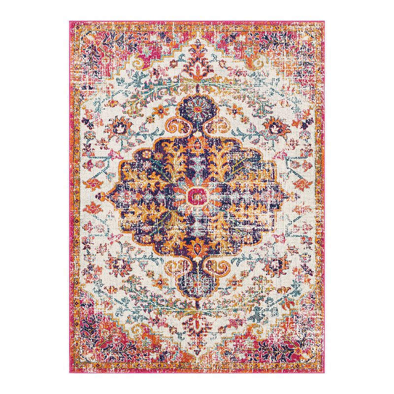 Decor 140 Astra Distressed Medallion Rug, Orange, 8X10 Ft