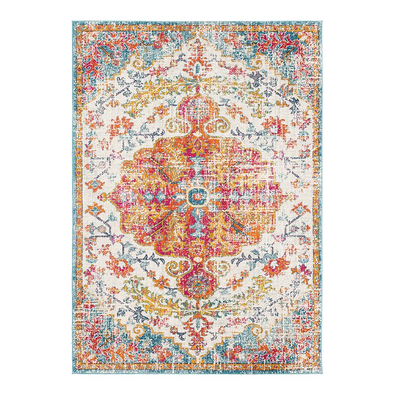 Decor 140 Astra Distressed Medallion Rug, Yellow, 5X7 Ft