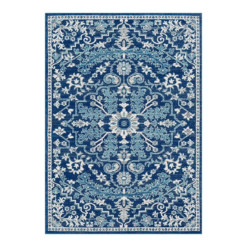 Decor 140 Astra Distressed Medallion Rug, Blue, 5X7 Ft