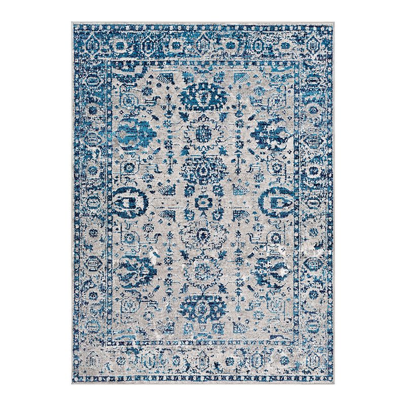 Decor 140 Marseille Distressed Traditional Rug, Blue, 6.5X9 Ft