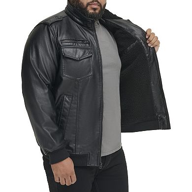 Big & Tall Levi's® Faux Leather Sherpa-Lined Aviator Bomber Jacket