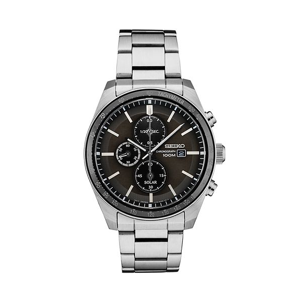 Seiko Men s Essential Stainless Steel Solar Chronograph Watch SSC715