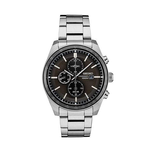 Seiko Men's Essential Stainless Steel Solar Chronograph Watch - SSC715