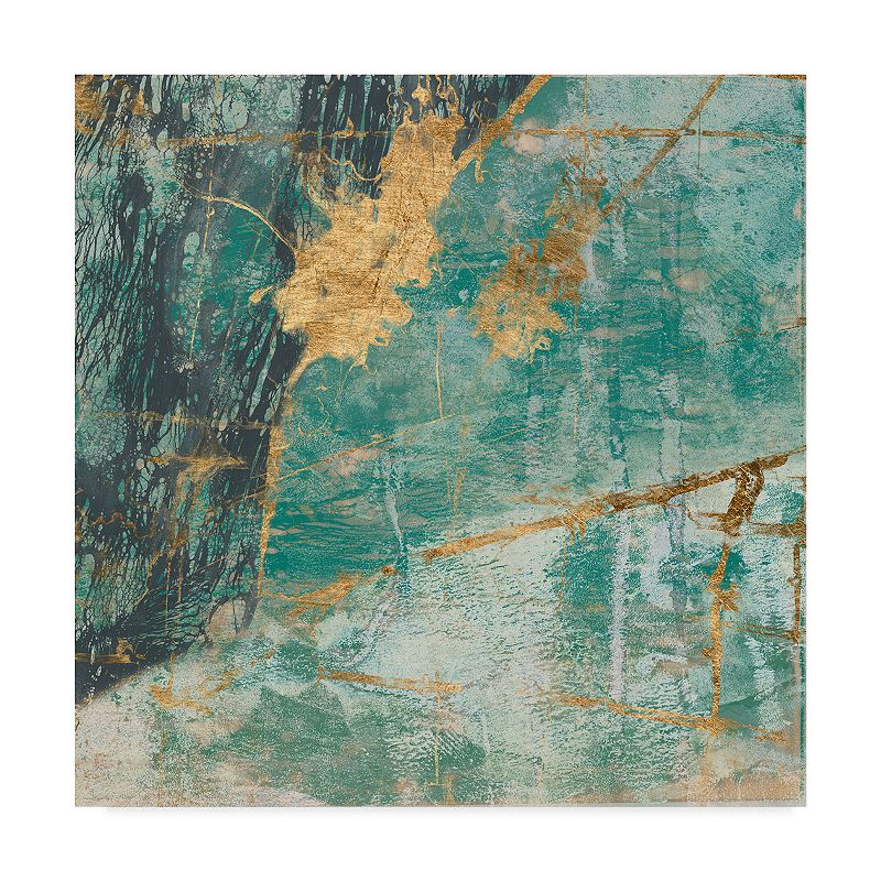 Trademark Fine Teal Lace I Wall Art, Multicolor, 18X18