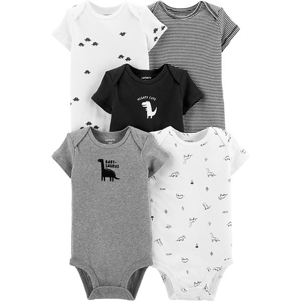 Carter's 5-Pack Dinosaur Short-Sleeve Cotton Bodysuits