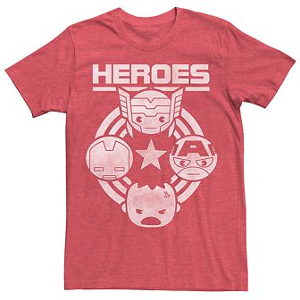Men's Marvel Kawaii Art Collection Quad Icons Graphic Tee