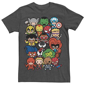 Men's Marvel Kawaii Art Collection Pile Up Graphic Tee