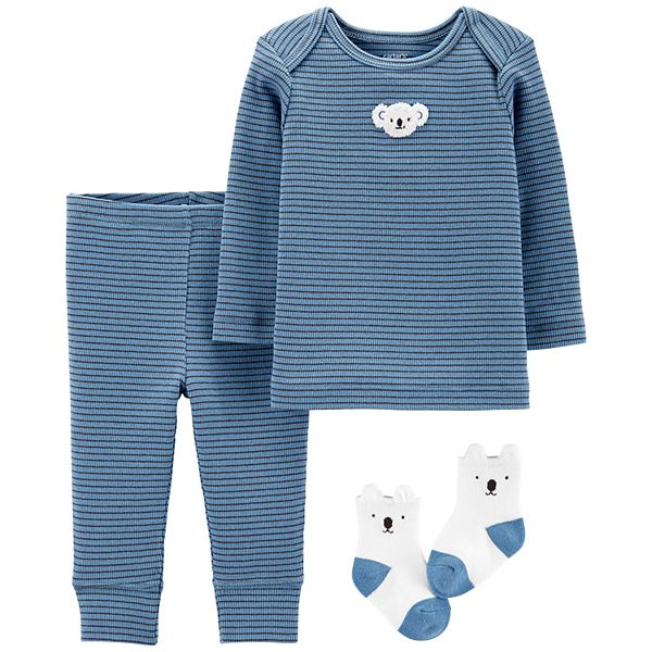 Baby Boy Carter's 3 Piece Koala Striped Top, Pants & Socks Set