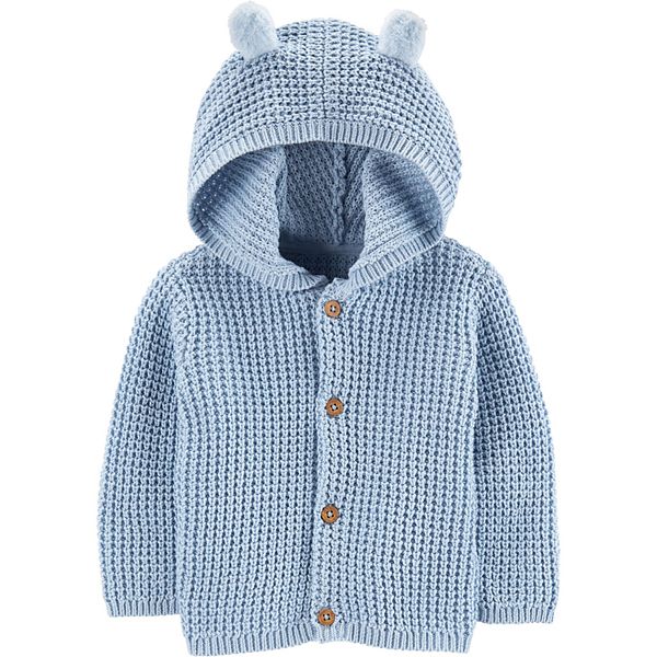 BNWT MOTHERCARE BABY BOYS HOODED BLUE STRIPED KNITTED LINED CARDIGAN JACKET TOP 
