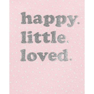 Baby Girl Carter's 3 Piece "Happy Little Loved" Tee, Bodysuit & Pants Set