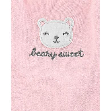 Baby Girl Carter's 3 Piece "Beary Sweet" Floral Bodysuits & Pants Set