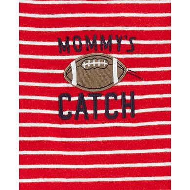 Baby Boy Carter's 3 Piece "Mommy's Catch" Striped Football Tee, Bodysuit & Pants Set