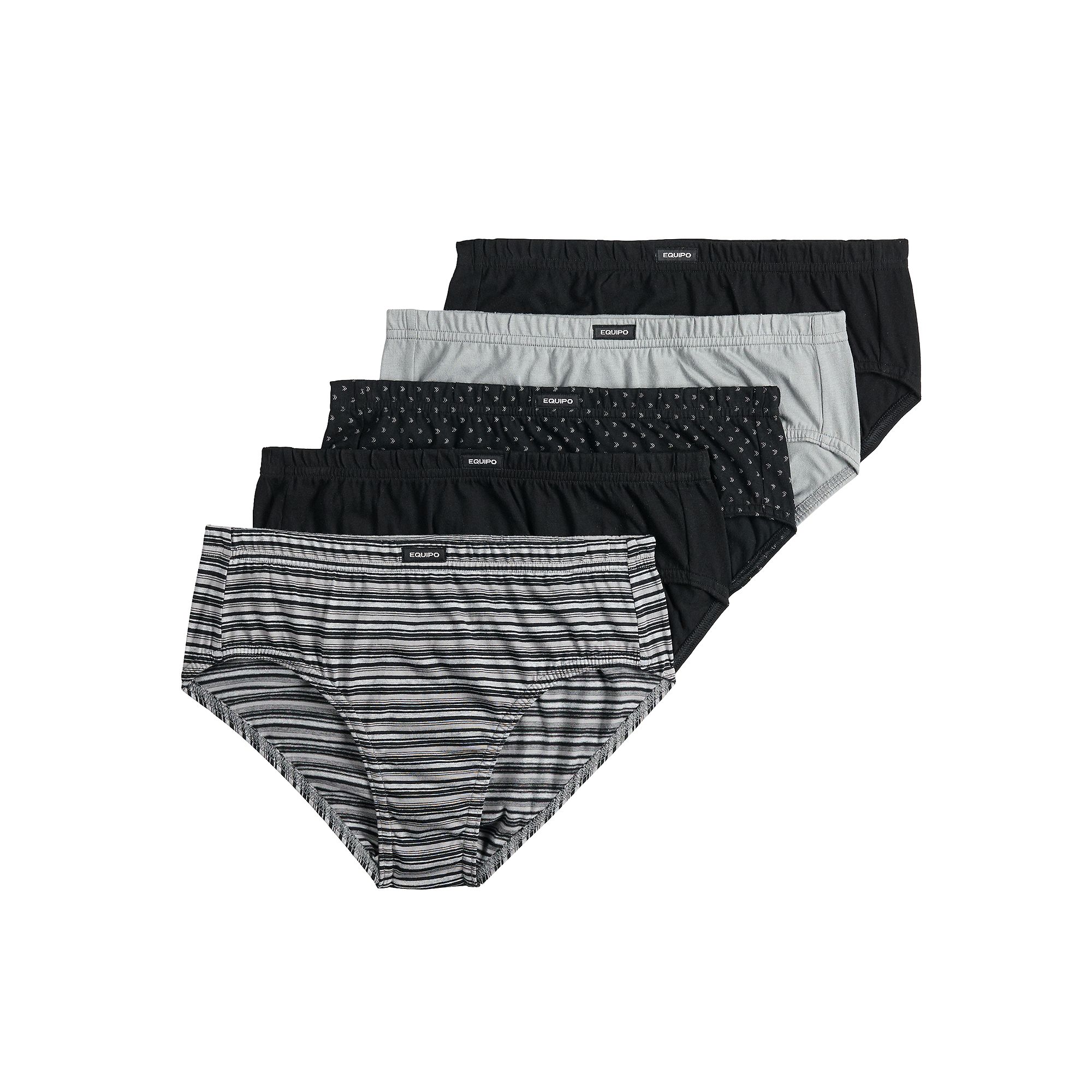 Mens Equipo 5-pack Low Rise Briefs, Size: Small, Iron Ore Black Black