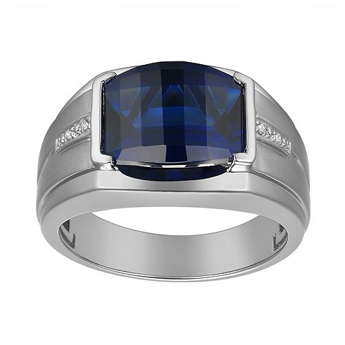 Men's Gemstone & Diamond Accent Sterling Silver Ring