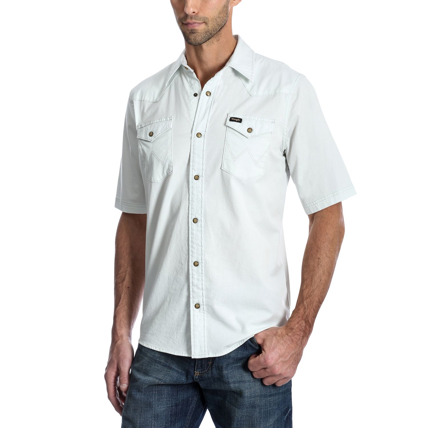 mens denim snap front shirt