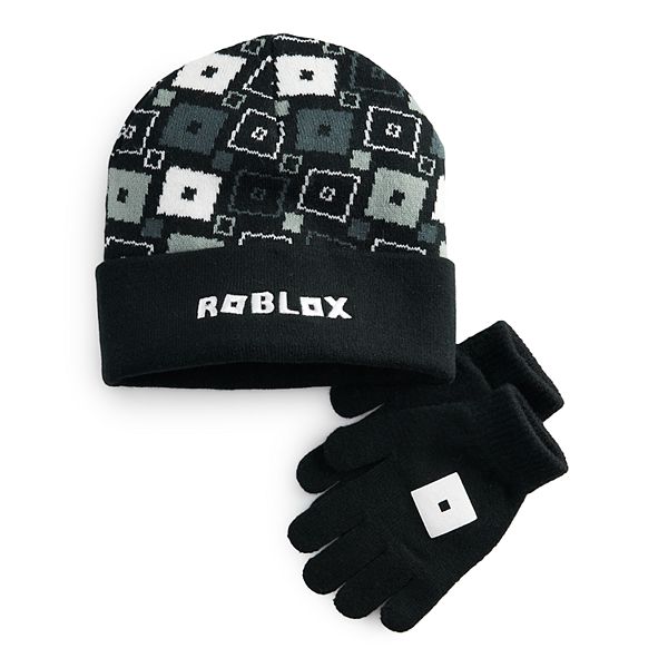 Roblox Logo Stripped Youth Beanie And Gloves Set