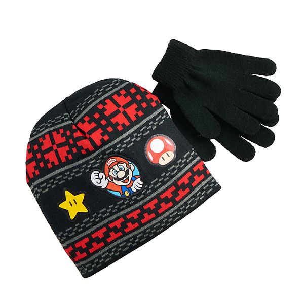 Boys 4 20 Nintendo Super Mario Bros Beanie Hat Gloves Set - mario pictures roblox pants
