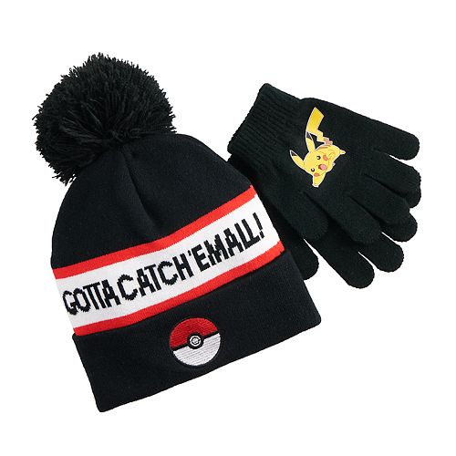 Boys 4 20 Pokemon Pikachu Pom Hat Gloves Set - roblox hat and gloves