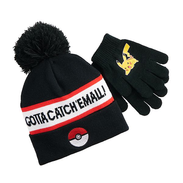 Boys 4 20 Pokemon Pikachu Pom Hat Gloves Set - sk8r boi hat set roblox