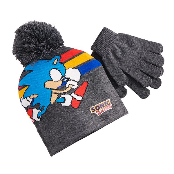 Boys 4 20 Sonic The Hedgehog Pom Hat Gloves Set