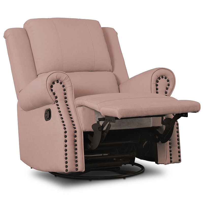Delta Children Dylan Nursery Recliner Glider Swivel Chair, Med Pink
